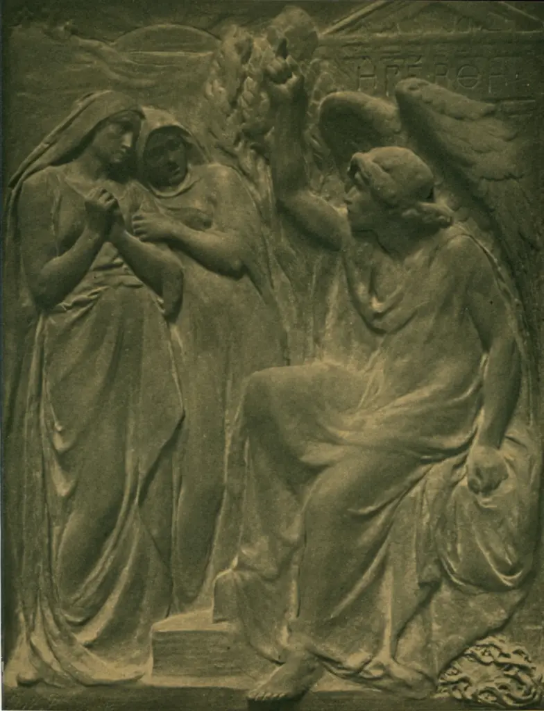 Pomeroy, Frederick William , Angelo porta un messaggio a due pie donne