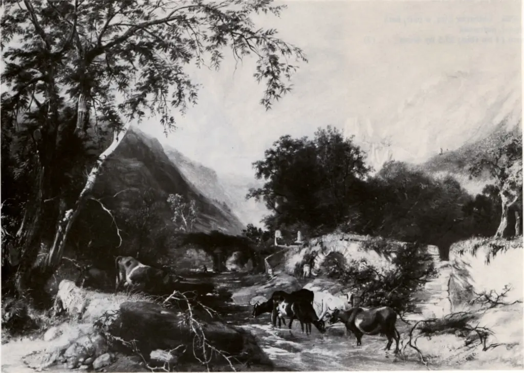 Anonimo , Pyne, James Baker; Cooper, Thomas Sidney - sec. XIX - A Mountain River , fronte