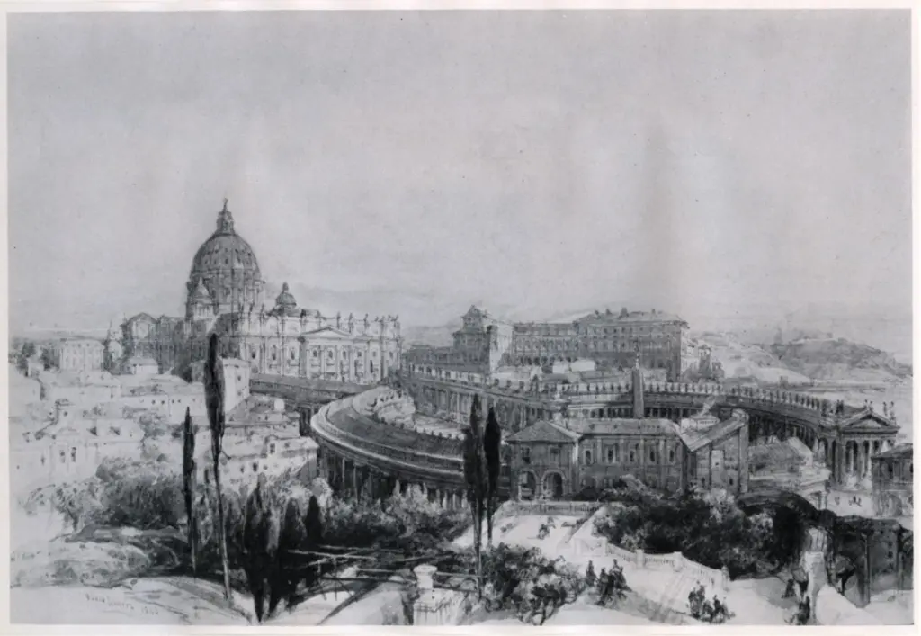 Roberts, David , An extensive view of St. Peter's and the Vatican -