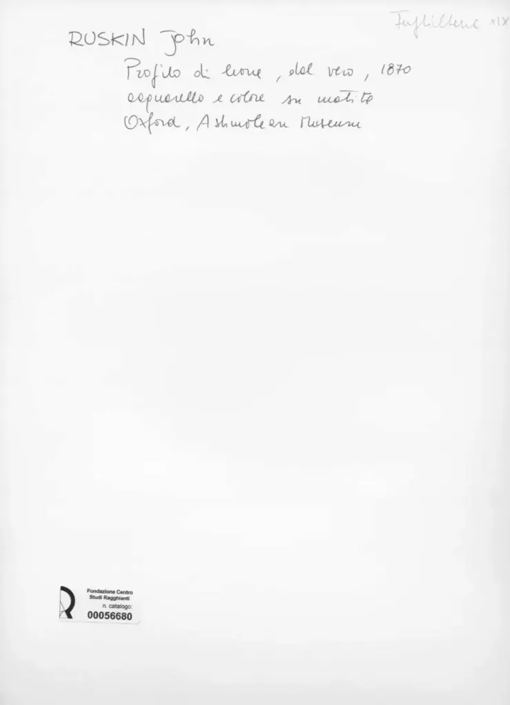 Anonimo , Ruskin, John - sec. XIX - Profilo di leone , retro