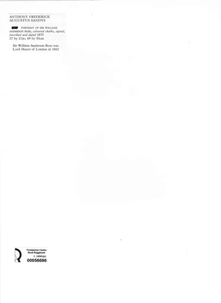 Anonimo , Sandys, Anthony Frederick Augustus - sec. XIX - Portrait of Sir William , retro