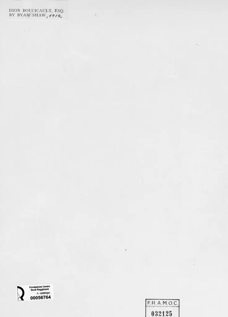 Anonimo , Shaw, Byam Liston - sec. XX - Dion Boucicault , retro