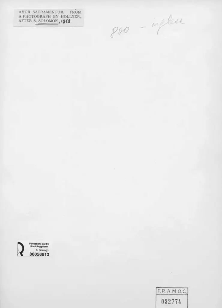 Anonimo , Solomon, Simeon - sec. XIX - Amor Sacramentum , retro