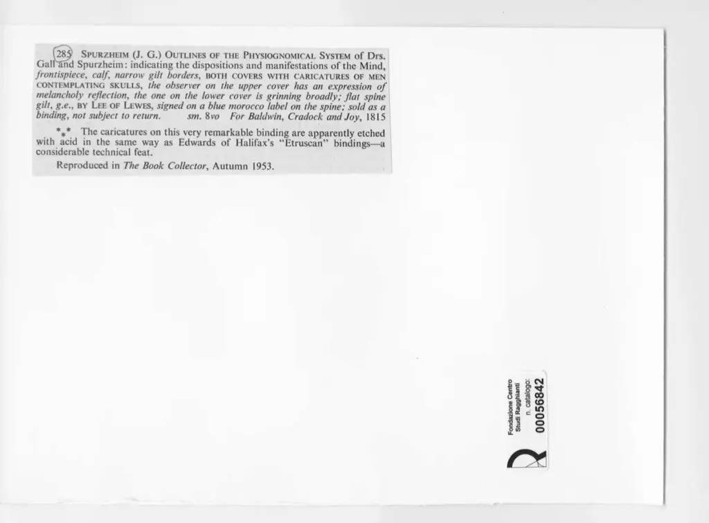 Anonimo , Spurzheim, J.G. - sec. XIX - Uomo che contempla i crani , retro