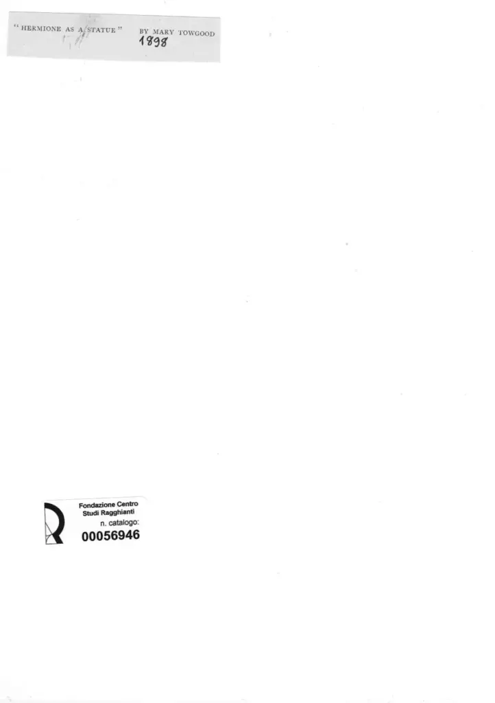 Anonimo , Towgood, Mary - sec. XIX - Hermione as a statue , retro