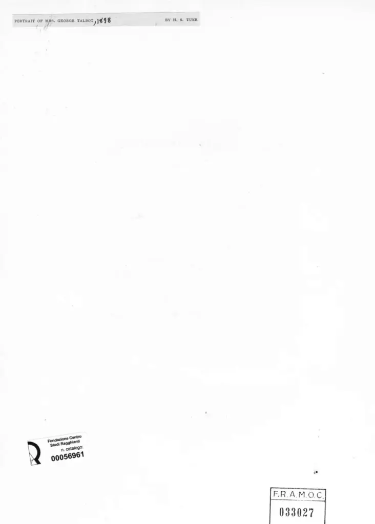 Anonimo , Tuke, Henry Scott - sec. XIX - Portrait of Mrs. George Talbot , retro