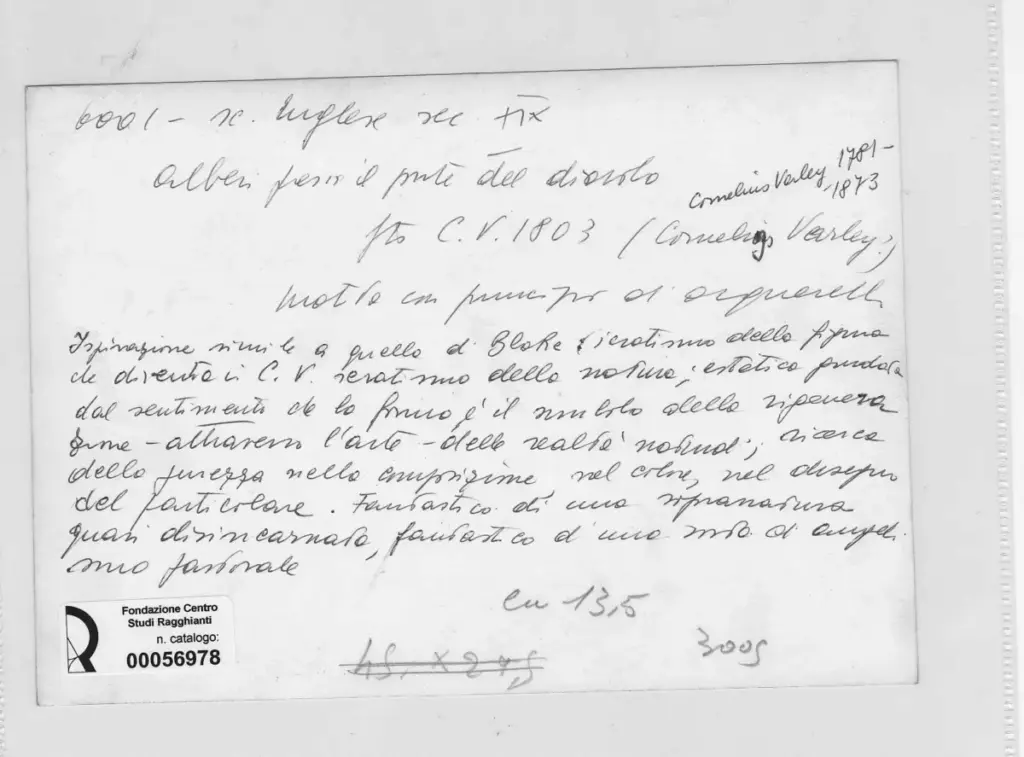 Anonimo , Varley, Cornelius - sec. XIX - Alberi per Il ponte del Diavolo , retro