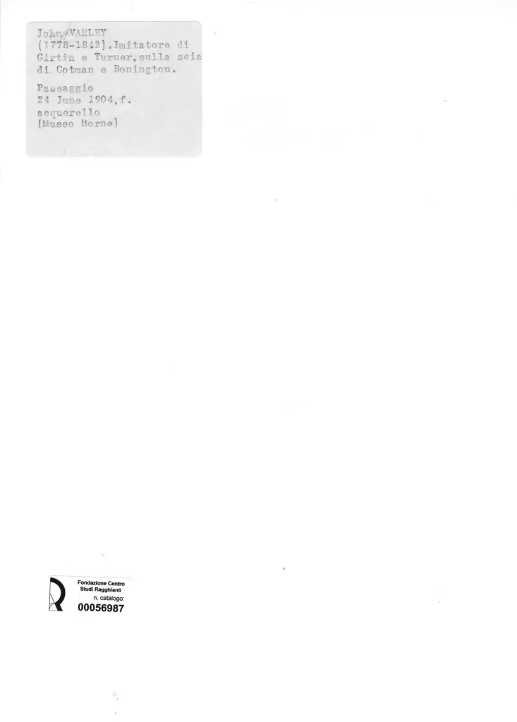 Anonimo , Varley, John - sec. XVIII/ XIX - Paesaggio , retro