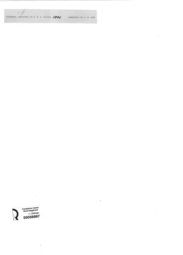 Anonimo , Voysey, Charles Francis Annesley - sec. XIX - Motivi floreali e colombe , retro