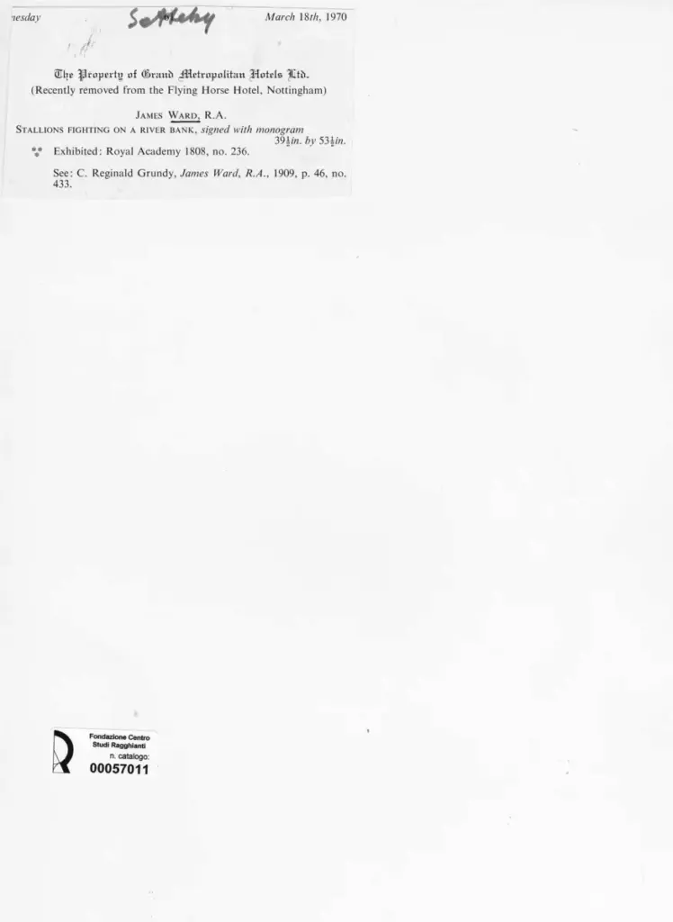 Anonimo , Ward, James - sec. XVIII/ XIX - Stallions Fighting on a River Bank , retro