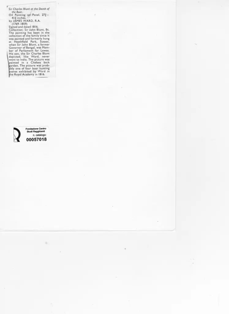 Anonimo , Ward, James - sec. XIX - Charles Blunt at the Death of the Boar , retro