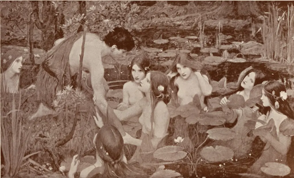 Anonimo , Waterhouse, John William - sec. XIX/ XX - Hylas and the Nymphes , fronte