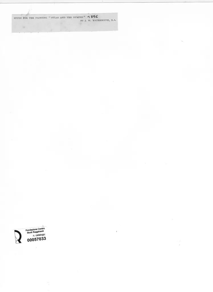 Anonimo , Waterhouse, John William - sec. XIX - Sudio per Hylas e Nymphs , retro
