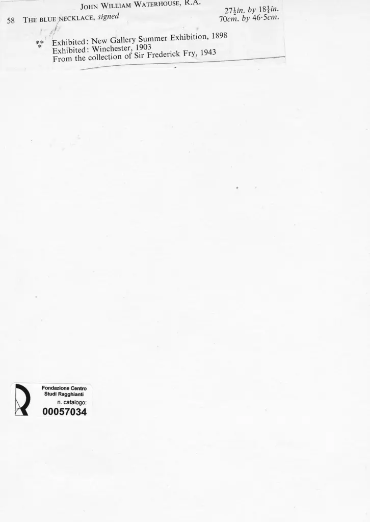 Anonimo , Waterhouse, John William - sec. XIX - The Blue Necklace , retro