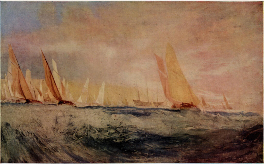 Turner, Joseph Mallord William , Yacth racing in the solent, below the yellow cliff of east cowes