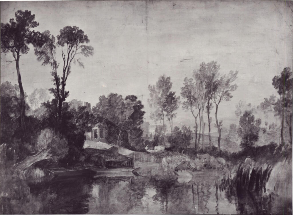 Turner, Joseph Mallord William , Casa sul fiume, con alberi e pecore