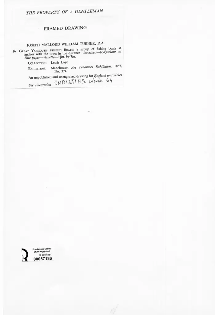 Anonimo , Turner, Joseph Mallord William - sec. XIX - Great Yarmouth Fishing Boat , retro