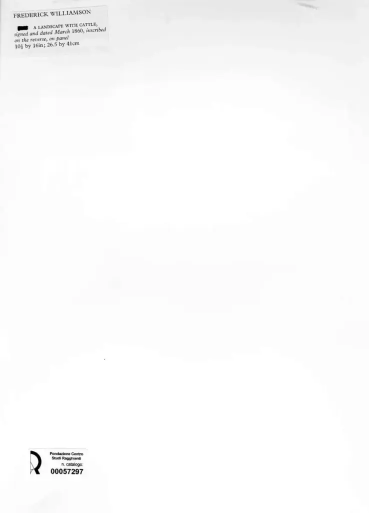 Anonimo , Williamson, Frederick - sec. XIX - A landscape with cattle , retro