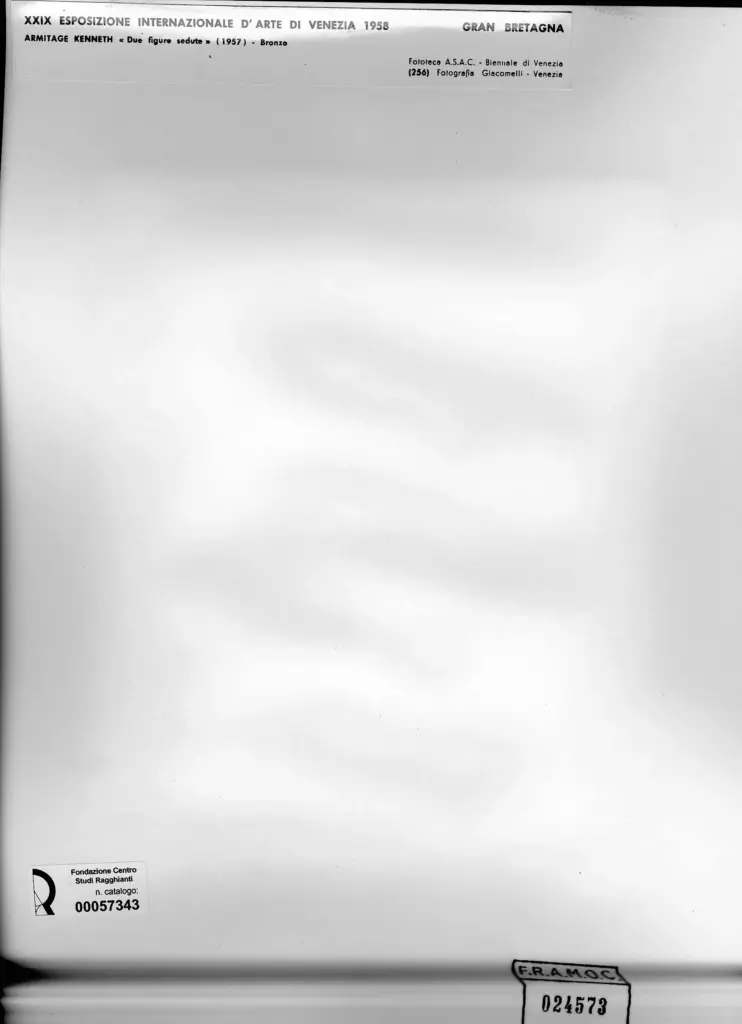 Giacomelli , Armitage, Kenneth - sec. XX - Due figure sedute , retro
