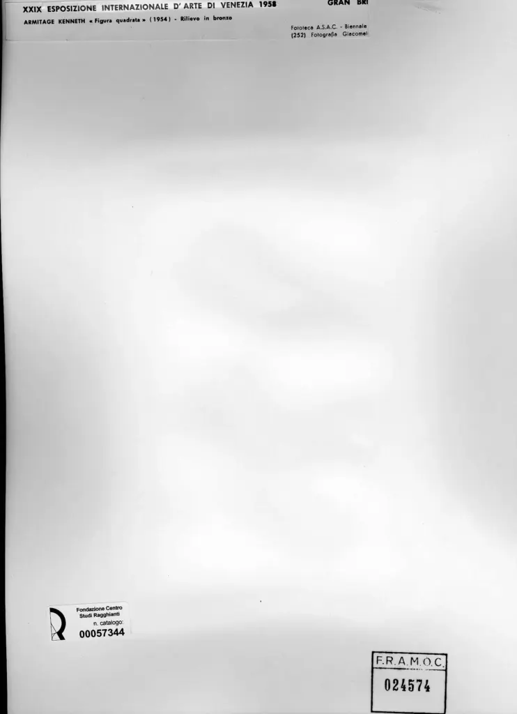 Giacomelli , Armitage, Kenneth - sec. XX - Figura quadrata , retro