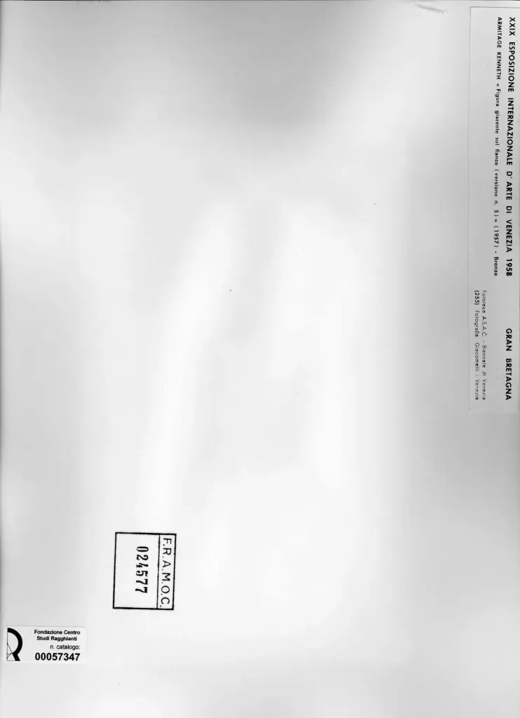 Giacomelli , Armitage, Kenneth - sec. XX - Figura giacente sul fianco , retro