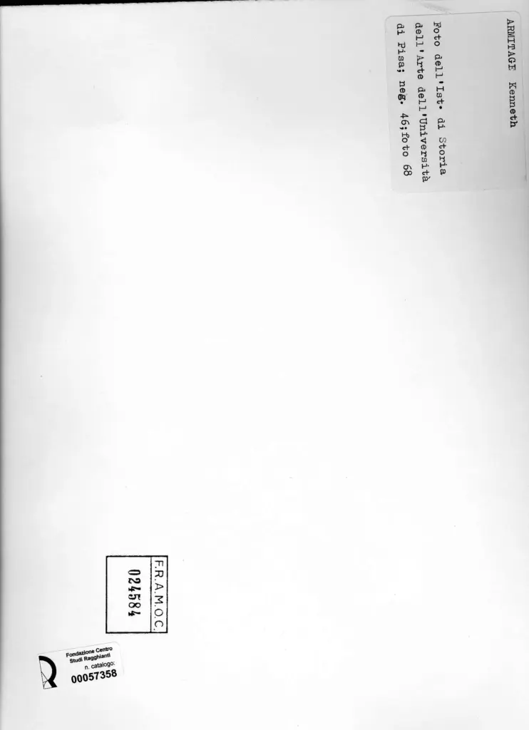 Universit&agrave; di Pisa. Dipartimento di Storia delle Arti , retro