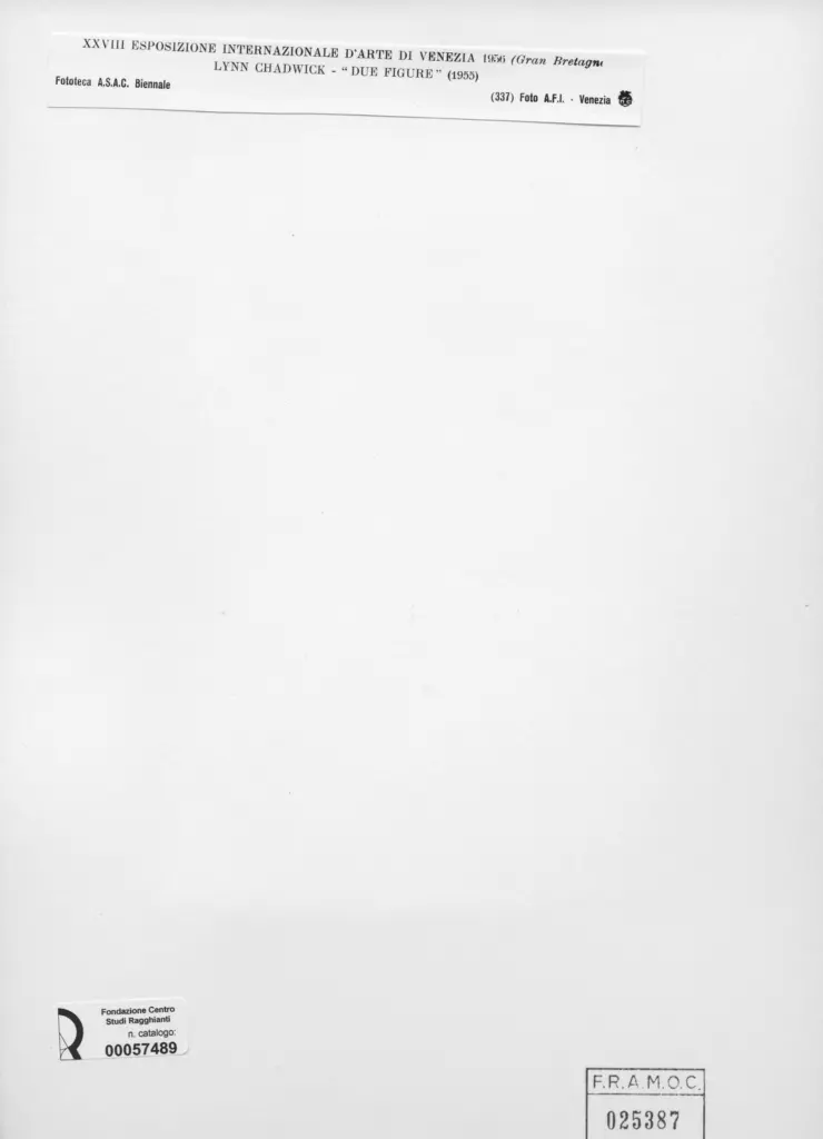 A.F.I. Agenzia Fotografica Industriale , Chadwick, Lynn - sec. XX - Due figure , retro