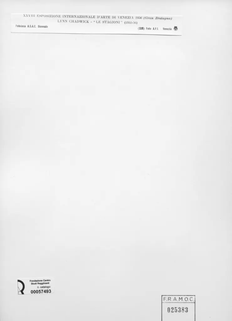 A.F.I. Agenzia Fotografica Industriale , Chadwick, Lynn - sec. XX - Le Stagioni , retro