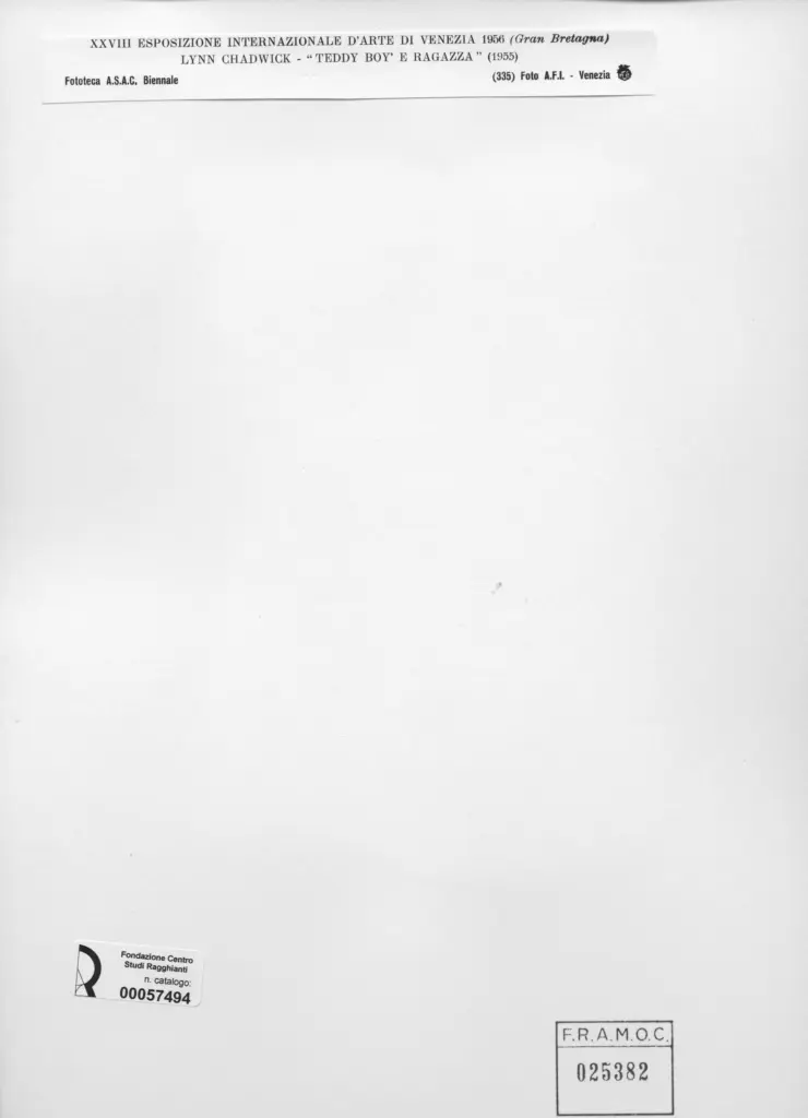 A.F.I. Agenzia Fotografica Industriale , Chadwick, Lynn - sec. XX - Teddy Boy e Ragazza , retro