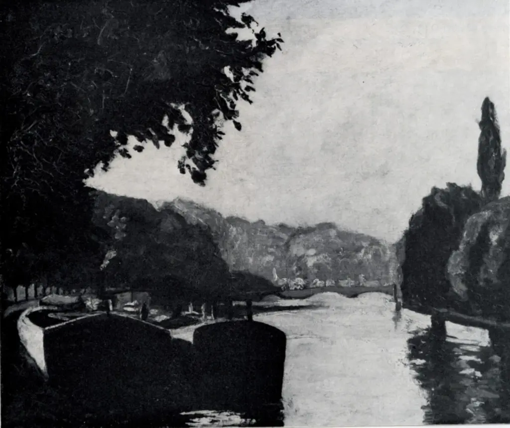 Churchill, Winston , Barges on the Seine -
