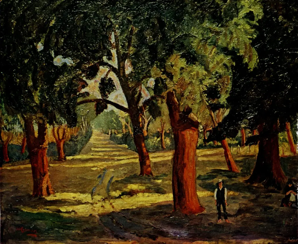 Churchill, Winston , Cork Trees near Mimizan -