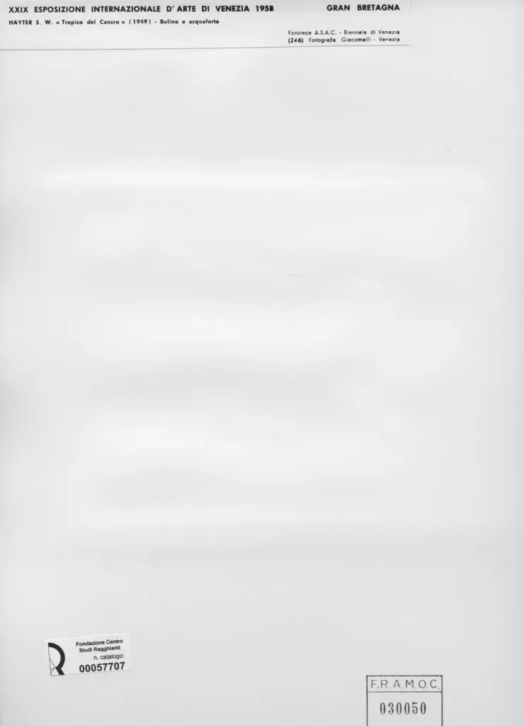 Giacomelli , Hayter, S. William - sec. XX - Tropico del Cancro , retro