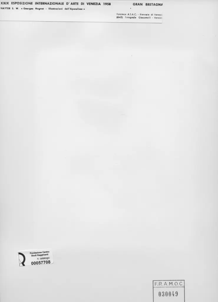 Giacomelli , Hayter, S. William - sec. XX - Georges Hugnet - Illustrazioni dell'Apocalisse , retro