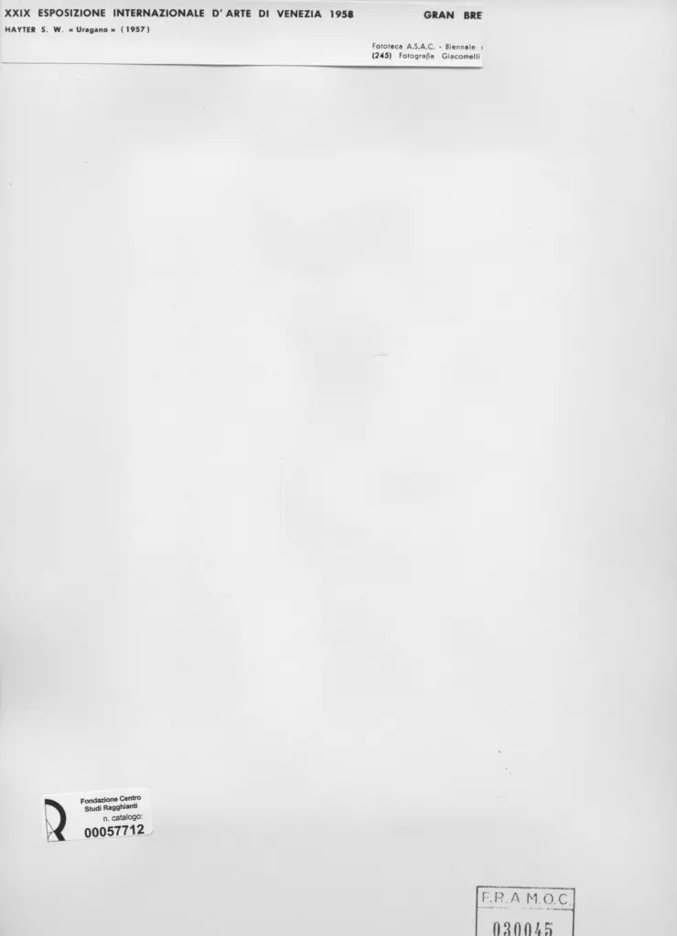 Giacomelli , Hayter, S. William - sec. XX - Uragano , retro