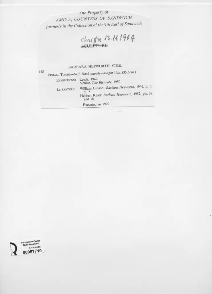 Anonimo , Hepworth, Barbara - sec. XX - Female Torso , retro