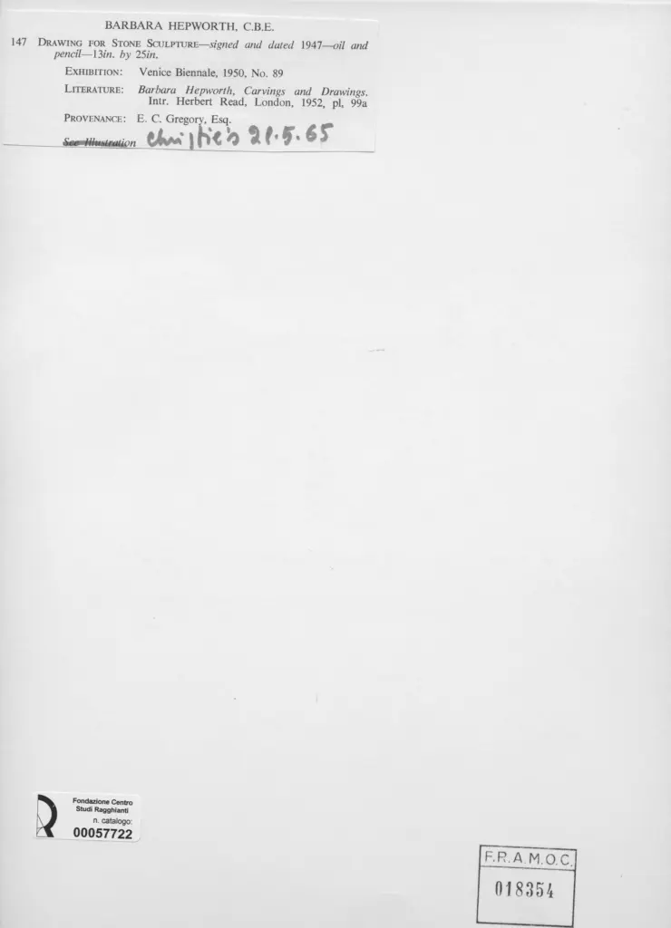 Anonimo , Hepworth, Barbara - sec. XX - Drawing for Stone Sculpture , retro
