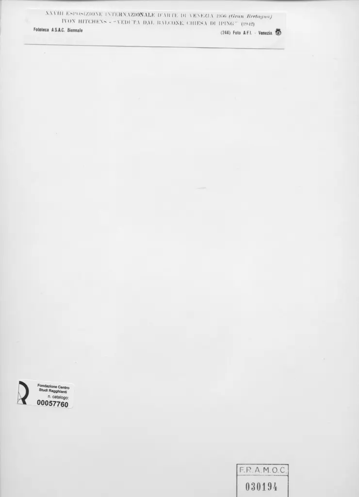 A.F.I. Agenzia Fotografica Industriale , Hitchens, Ivon - sec. XX - Veduta dal balcone, Chiesa di Iping , retro