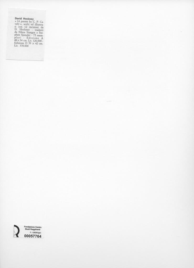 Anonimo , Hockney, David - sec. XX - 14 Poems by C.P. Cavafy , retro