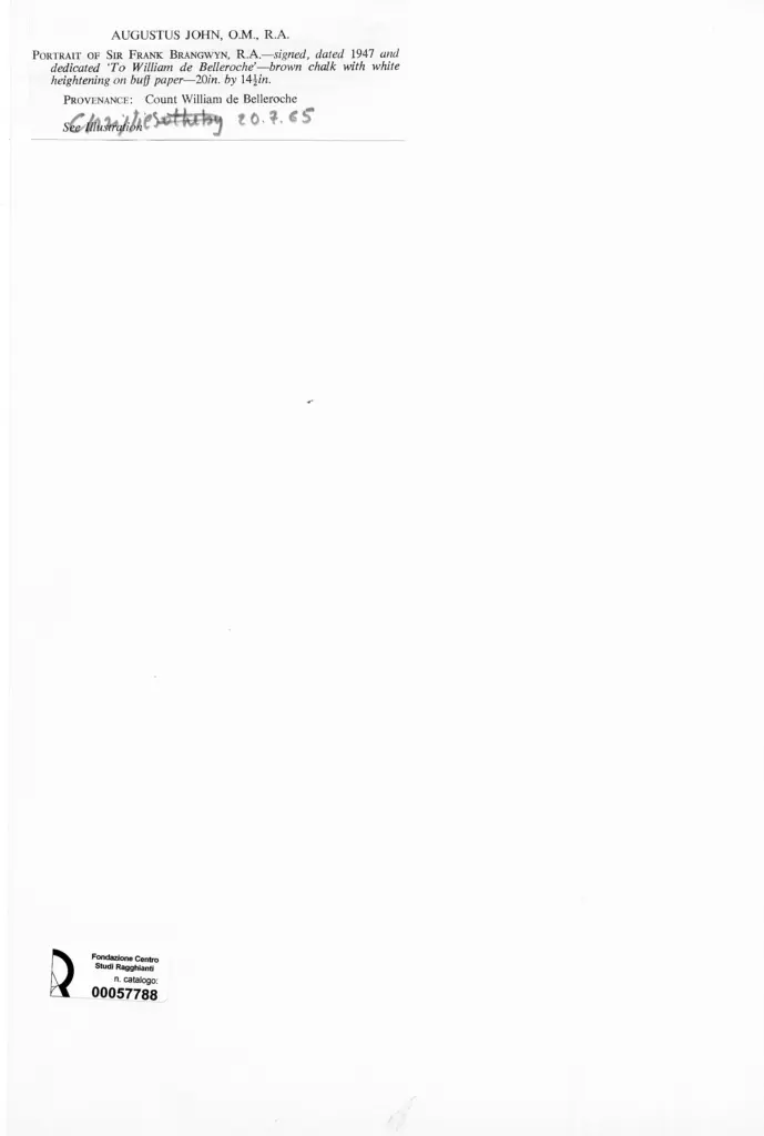 Anonimo , John, Augustus - sec. XX - Ritratto di Sir Frank Brangwyn , retro