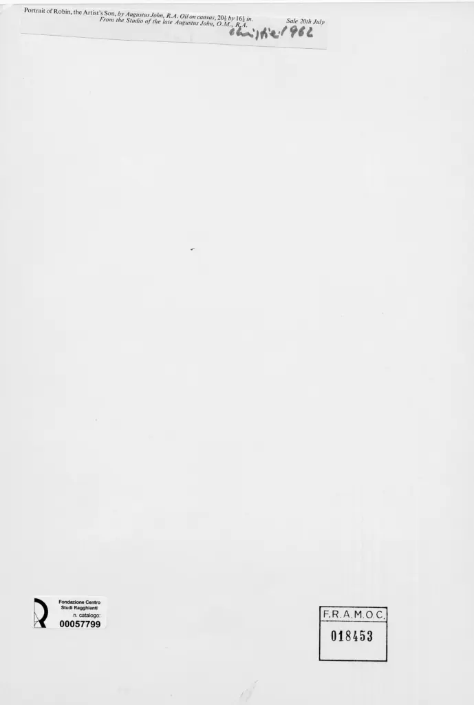 Anonimo , John, Augustus - sec. XX - Ritratto di Robin , retro