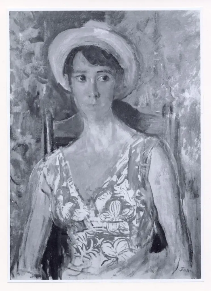 Anonimo , John, Augustus - sec. XX - Girl in a red flowered dress , fronte