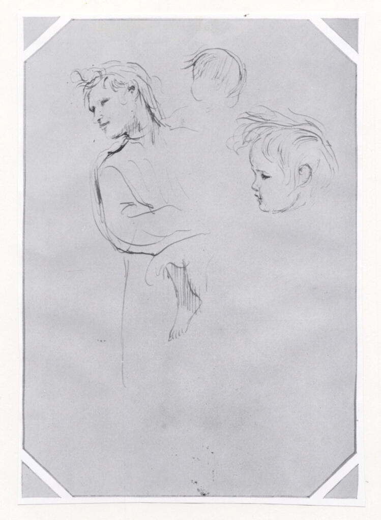 Anonimo , John, Augustus - sec. XX - A young woman holding a child in her arms , fronte