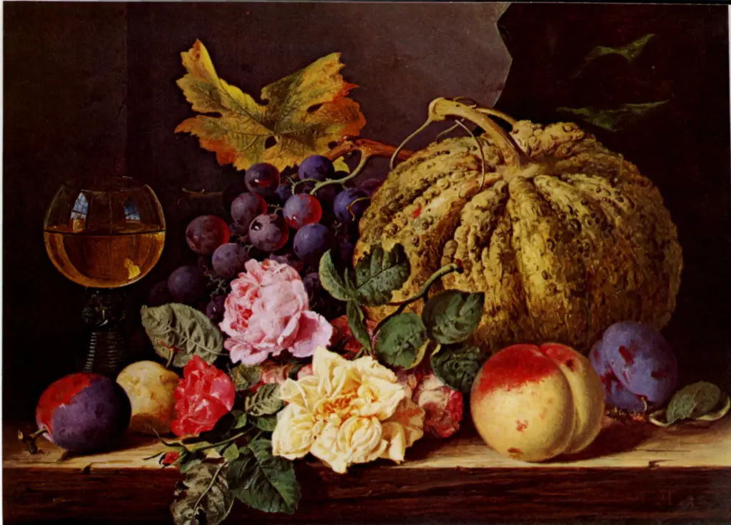 Ladell, Edward , Still life of flowers and fruit -