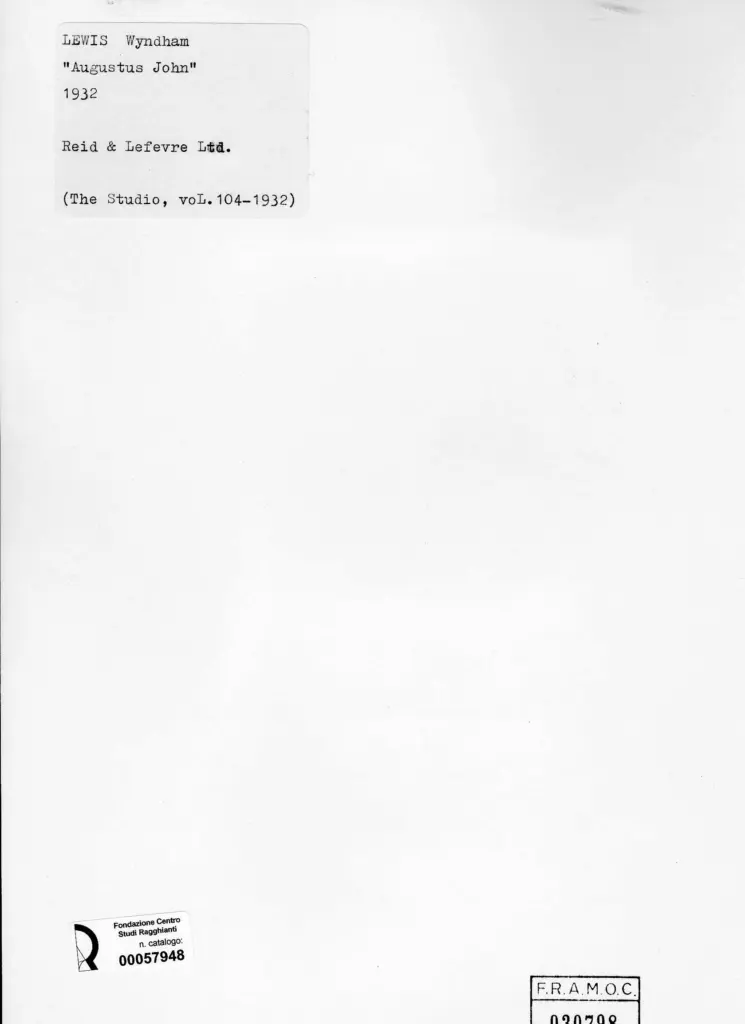 Lewis, Wyndham - sec. XX , retro