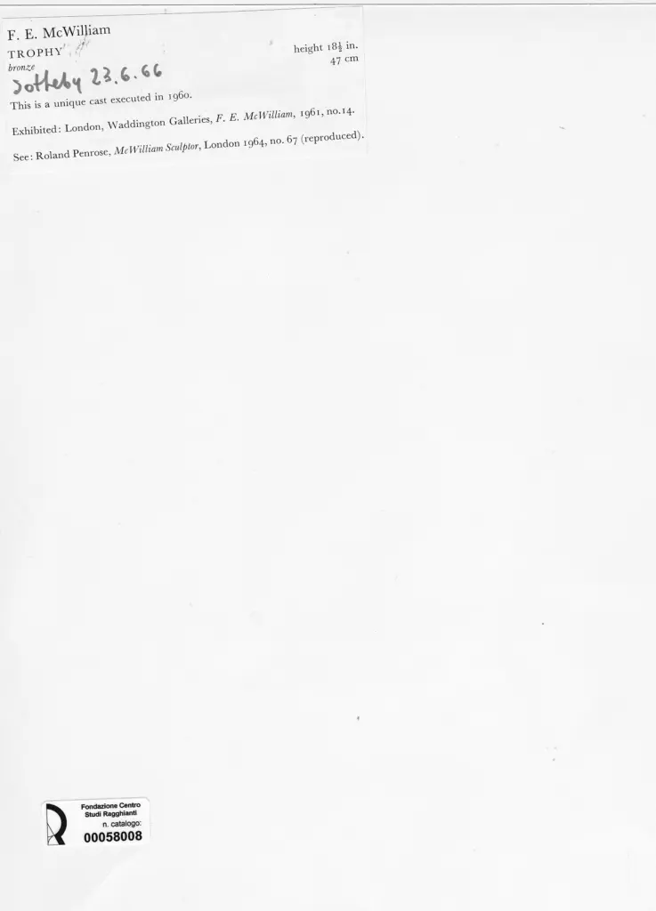 Anonimo , McWilliam, F. E. - sec. XX - Trophy , retro