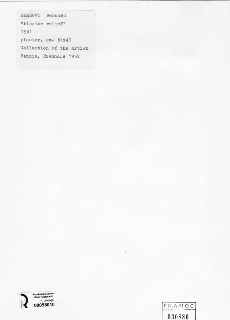 Anonimo , Meadows, Bernard - sec. XX - Plaster Relief , retro