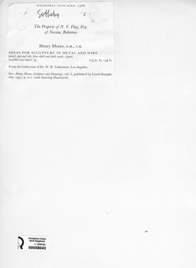 Anonimo , Moore, Henry - sec. XX - Idea for Sculpture in Metal and Wire , retro