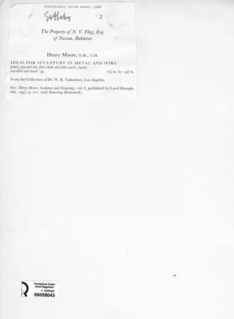 Anonimo , Moore, Henry - sec. XX - Idea for Sculpture in Metal and Wire , retro