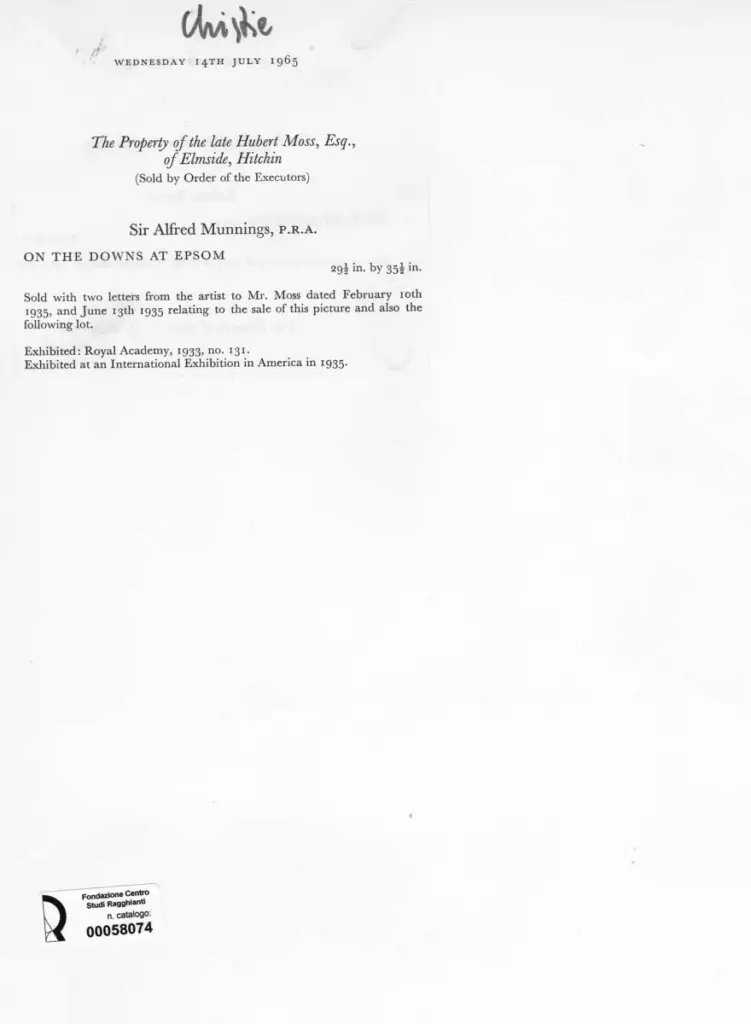 Anonimo , Munnings, Sir Alfred , retro