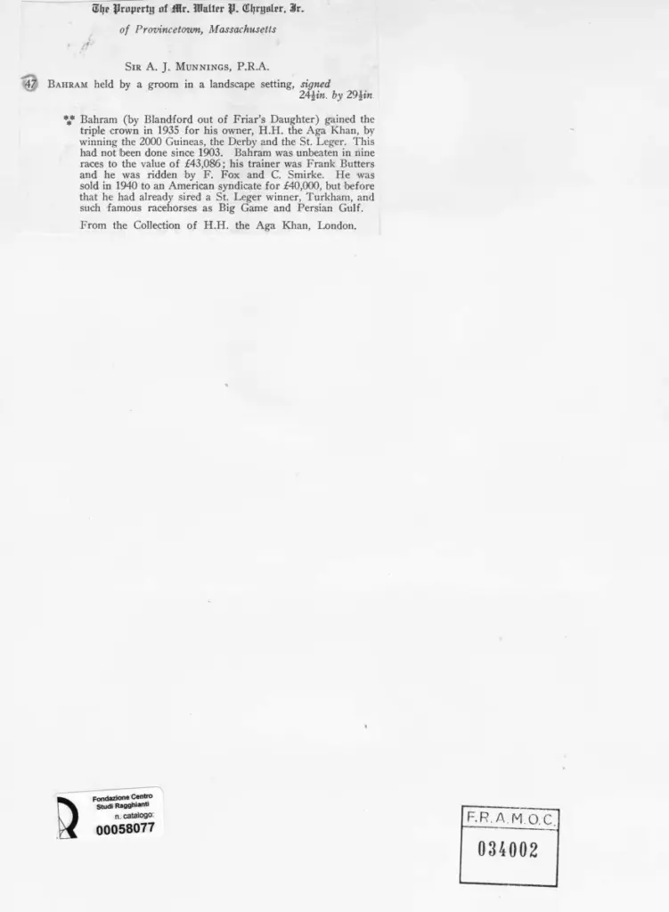 Anonimo , Munnings, Sir Alfred , retro